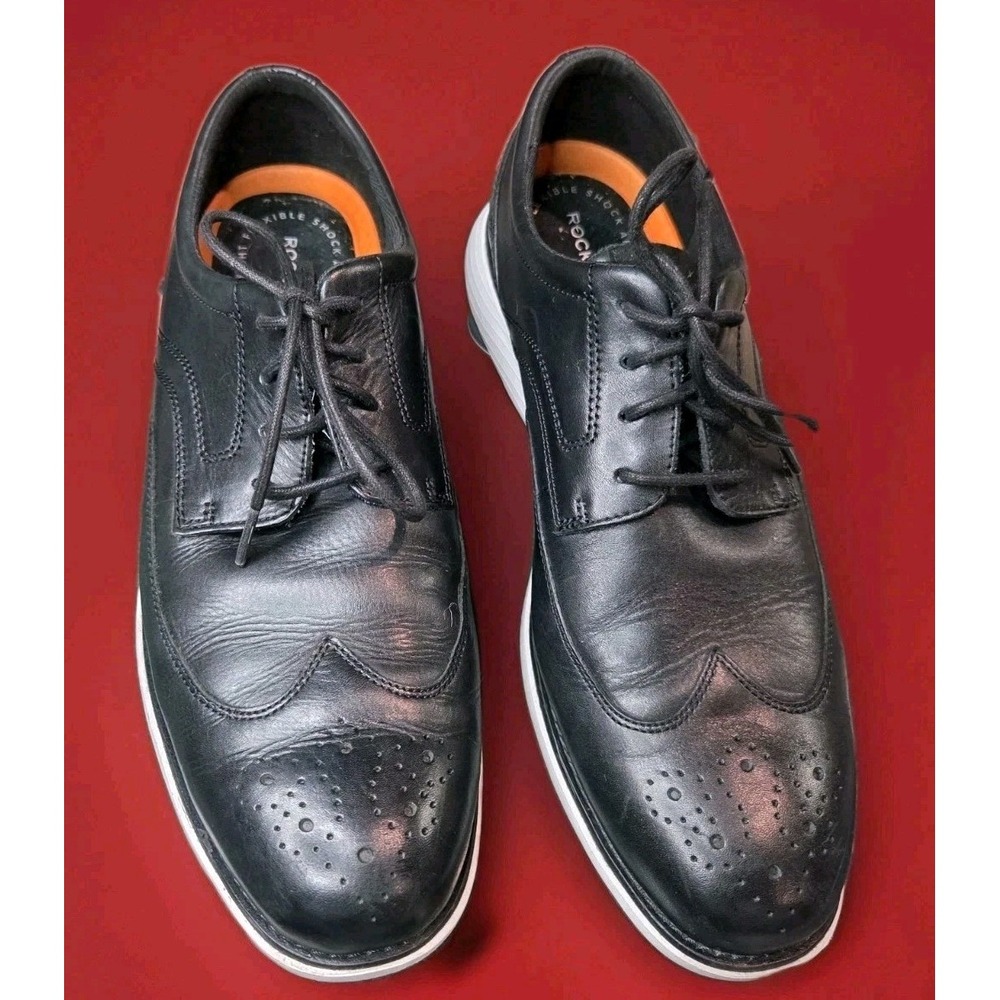 Rockport Men's 12 Black Leather Wingtip Oxford Shoes Comfort Sole Preppy Casual9